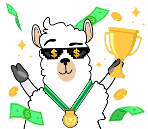 Mascotte Llama che annuncia la nuova app Lamabet